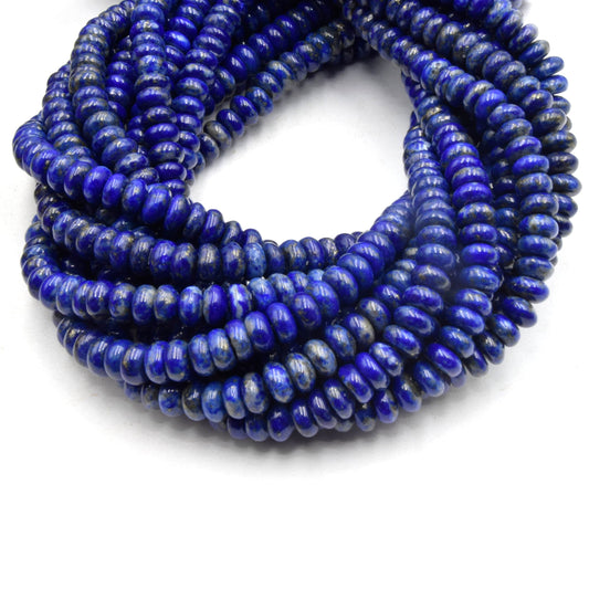 Lapis Lazuli Beads | Glossy Rondelle Natural Blue Lapis Beads | Gemstone Beads  - 5mm 6mm 8mm