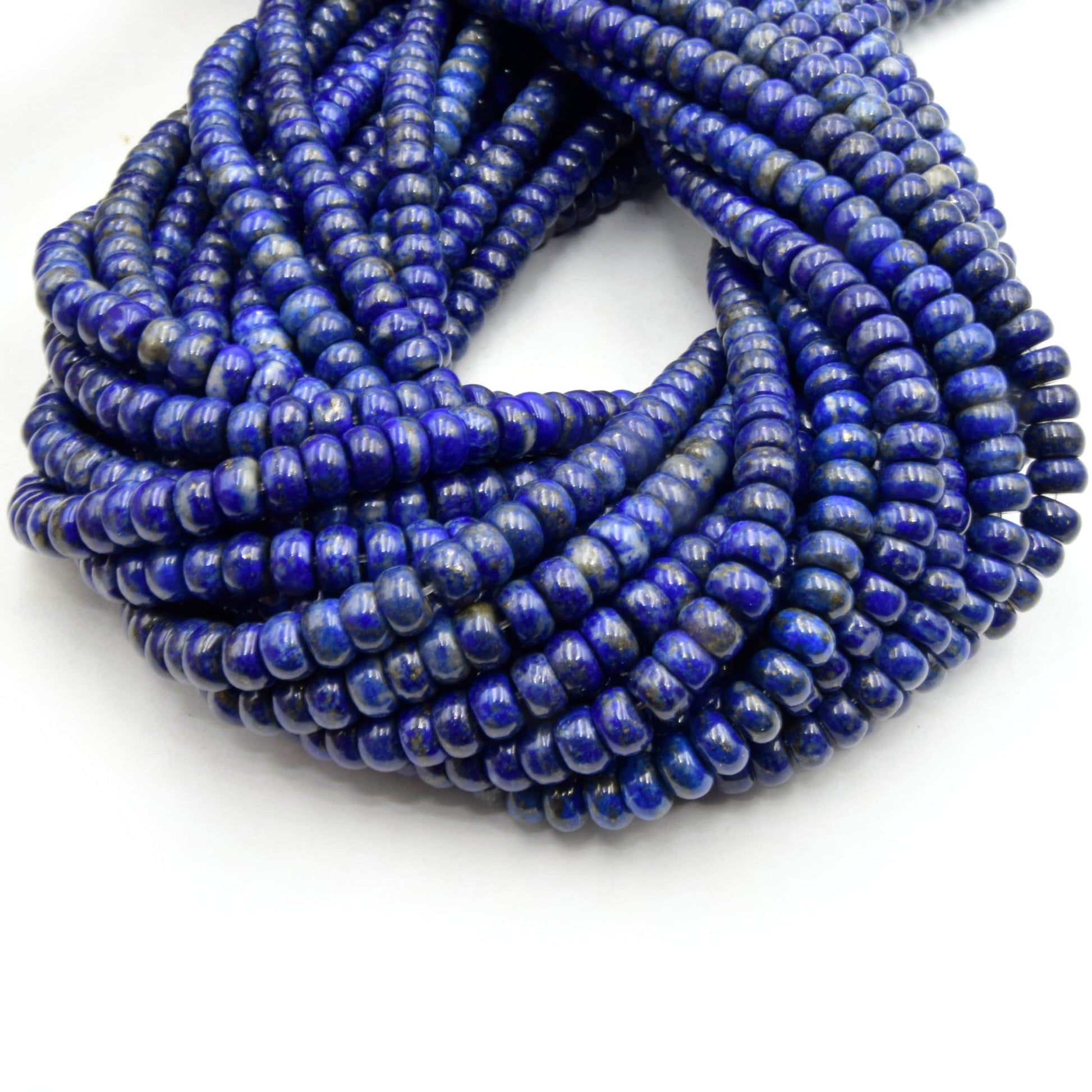 Lapis Lazuli Beads | Glossy Rondelle Natural Blue Lapis Beads | Gemstone Beads  - 5mm 6mm 8mm