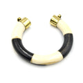 Bone Pendant | Rounded Crescent Pendant With Double Gold Bails | White Brown Black Crescents | Necklace Pendant | Ox Bone Focal Pendant
