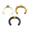 Bone Pendant | Crescent Pendant With Dotted Gold Bail | White Brown Black Crescent | Necklace Pendant | Ox Bone Focal Pendant