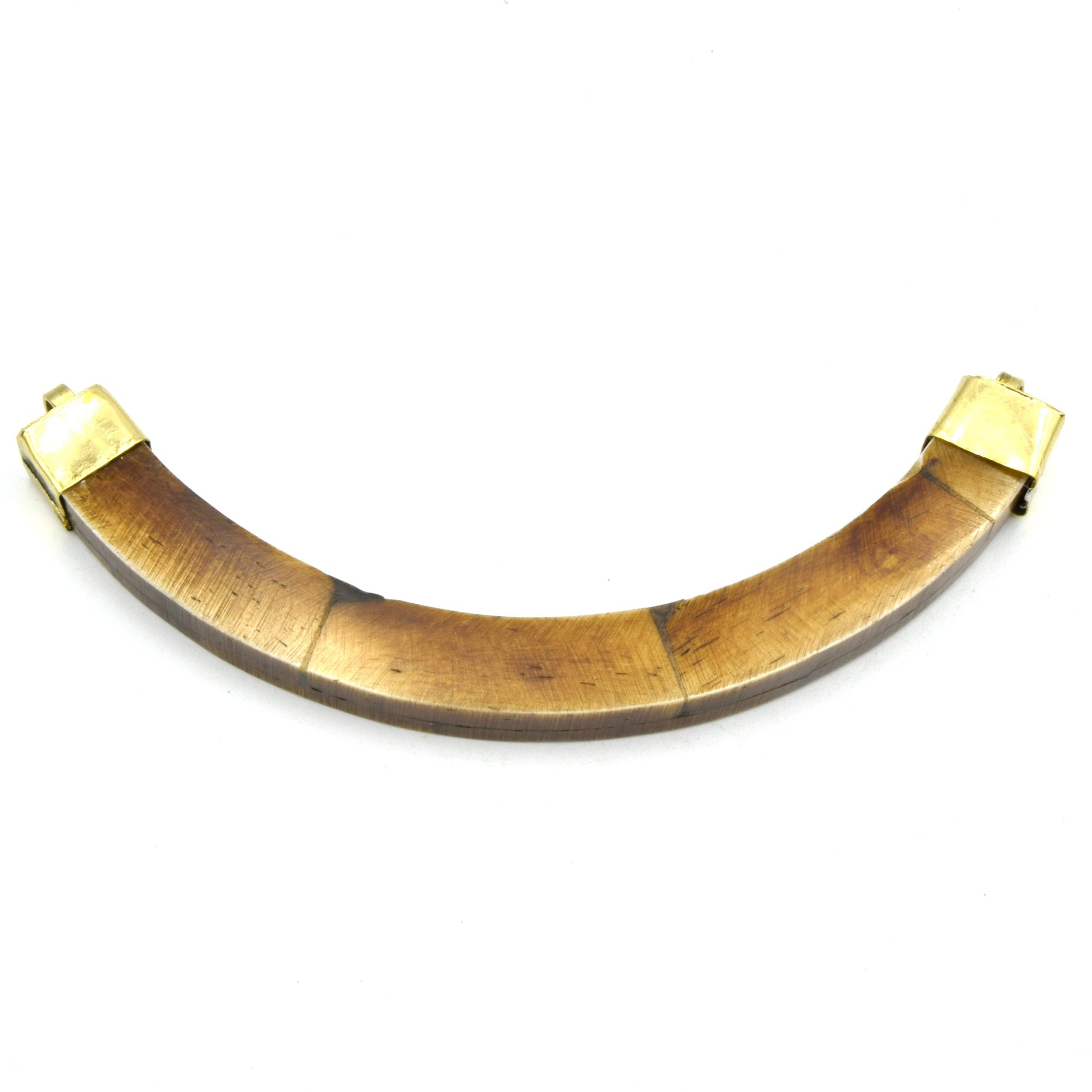 Curved Crescent Pendant | Ox Bone Flat Edged Focal Pendant | Horn Pendant | Double Gold Bail Pendant | White Crescent Brown Crescent