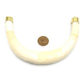 Bone Crescent | Extra Large U-Shaped Crescent Pendant With Gold Capped Bail | Horn Focal Pendant | White And Brown Crescent