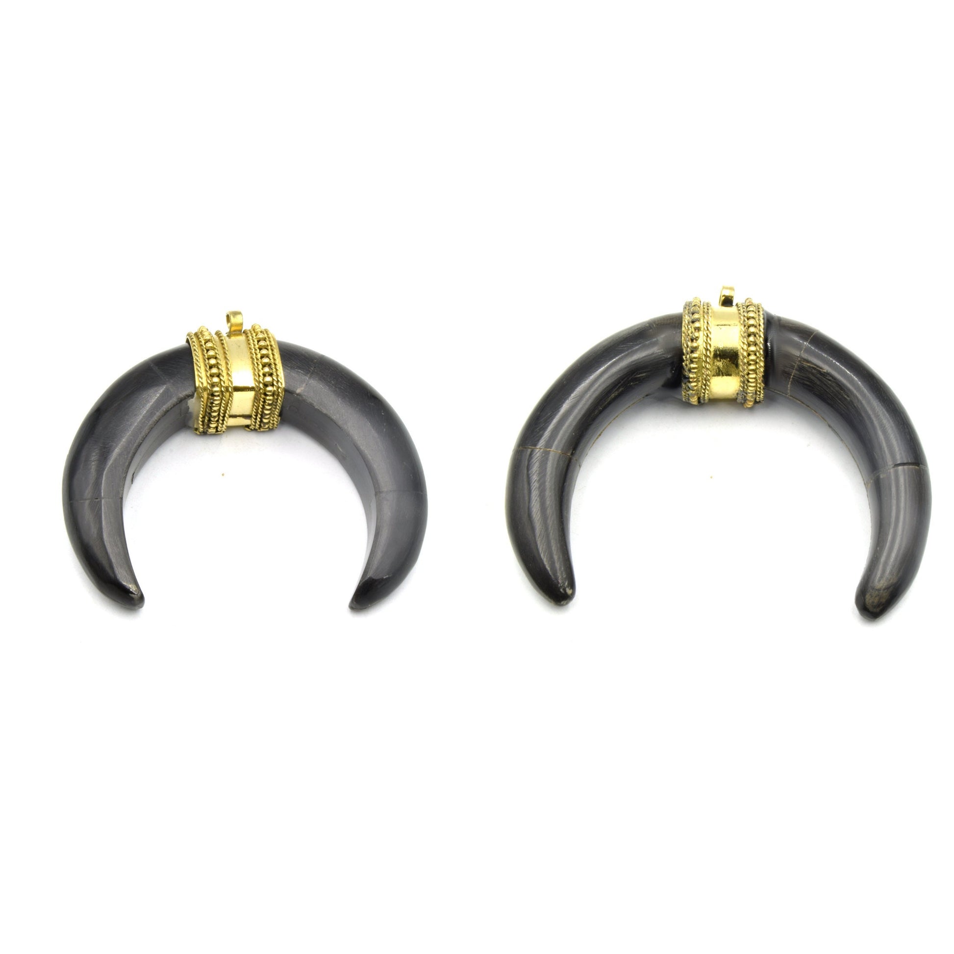 Horn Pendant | Black Horn Crescent Shaped Pendant | Focal Pendant