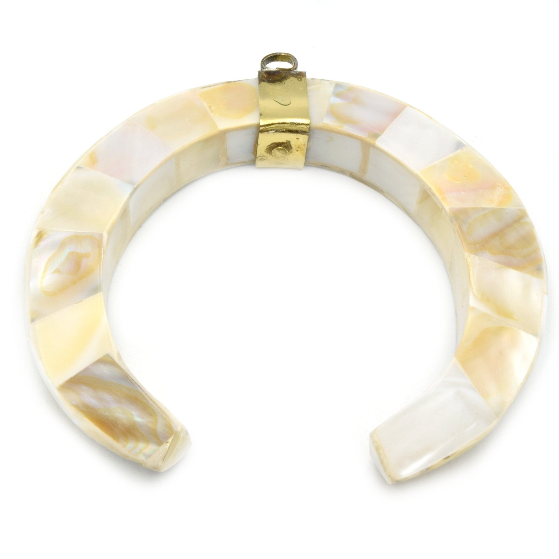 Abalone Crescent Pendant | Flat Inner Edge Abalone Shell Crescent | Focal Pendant | White Crescent Gray Crescent Rainbow Crescent
