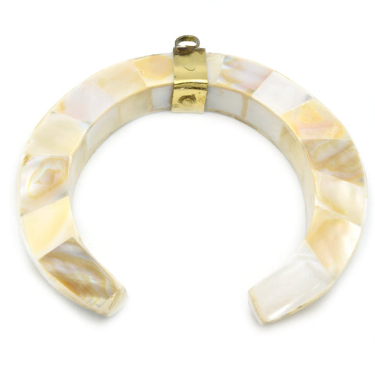 Abalone Crescent Pendant | Flat Inner Edge Abalone Shell Crescent | Focal Pendant | White Crescent Gray Crescent Rainbow Crescent