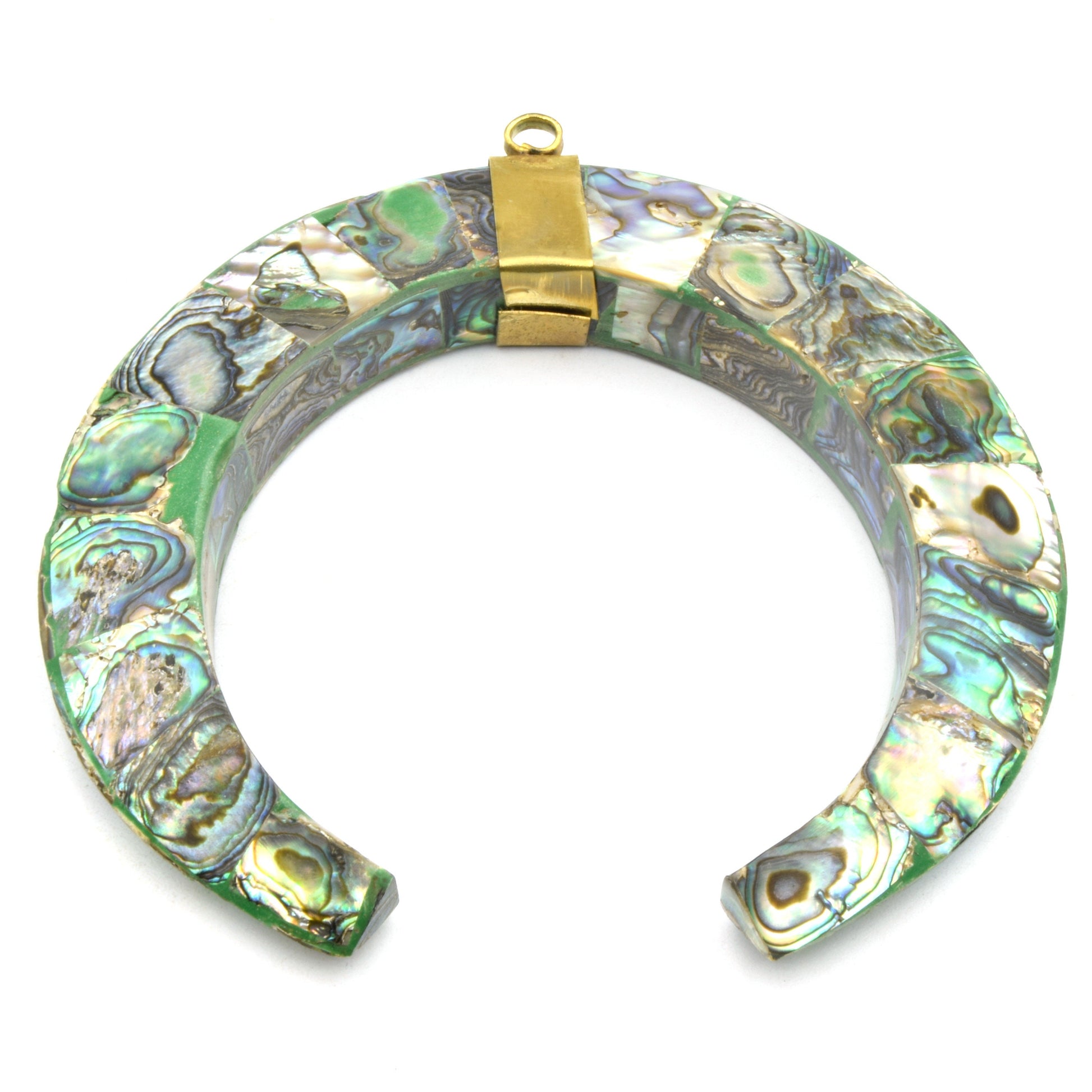 Abalone Crescent Pendant | Flat Inner Edge Abalone Shell Crescent | Focal Pendant | White Crescent Gray Crescent Rainbow Crescent