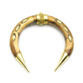 Bone Pendant | Gold Marquise Inlay Crescent  | OX Bone Focal Pendant | Horn Pendant | White Crescent Brown Crescent