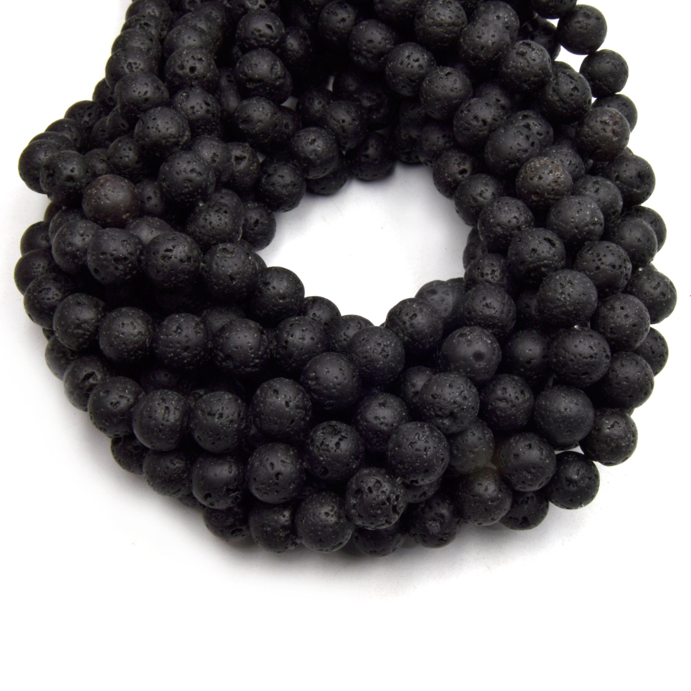 Black Lava Beads Sealed Coated Black Colored Volcanic Lava Rock Roun Only Beads