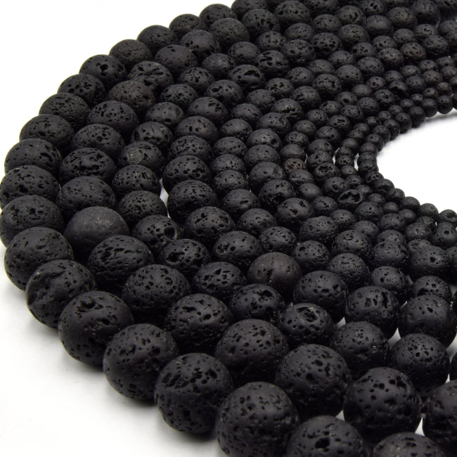 Black Lava Beads  Sealed Coated Black Colored Volcanic Lava Rock