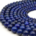 Lapis Lazuli Beads | Smooth Round Natural Blue Lapis Beads - 6mm 8mm 10mm 12mm