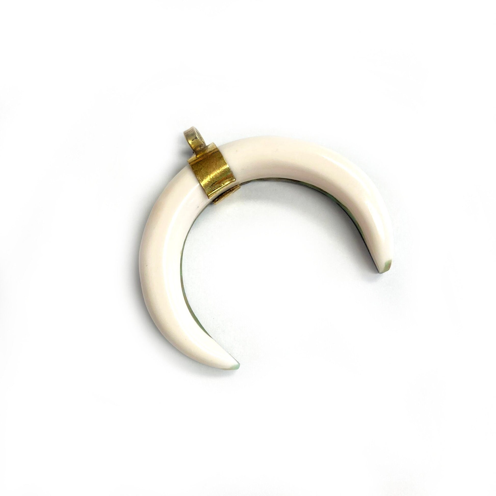Abalone Crescent Pendant | 1.5" Rainbow Abalone Focal Pendant With Plain Gold Bail | Mother of Pearl Pendant