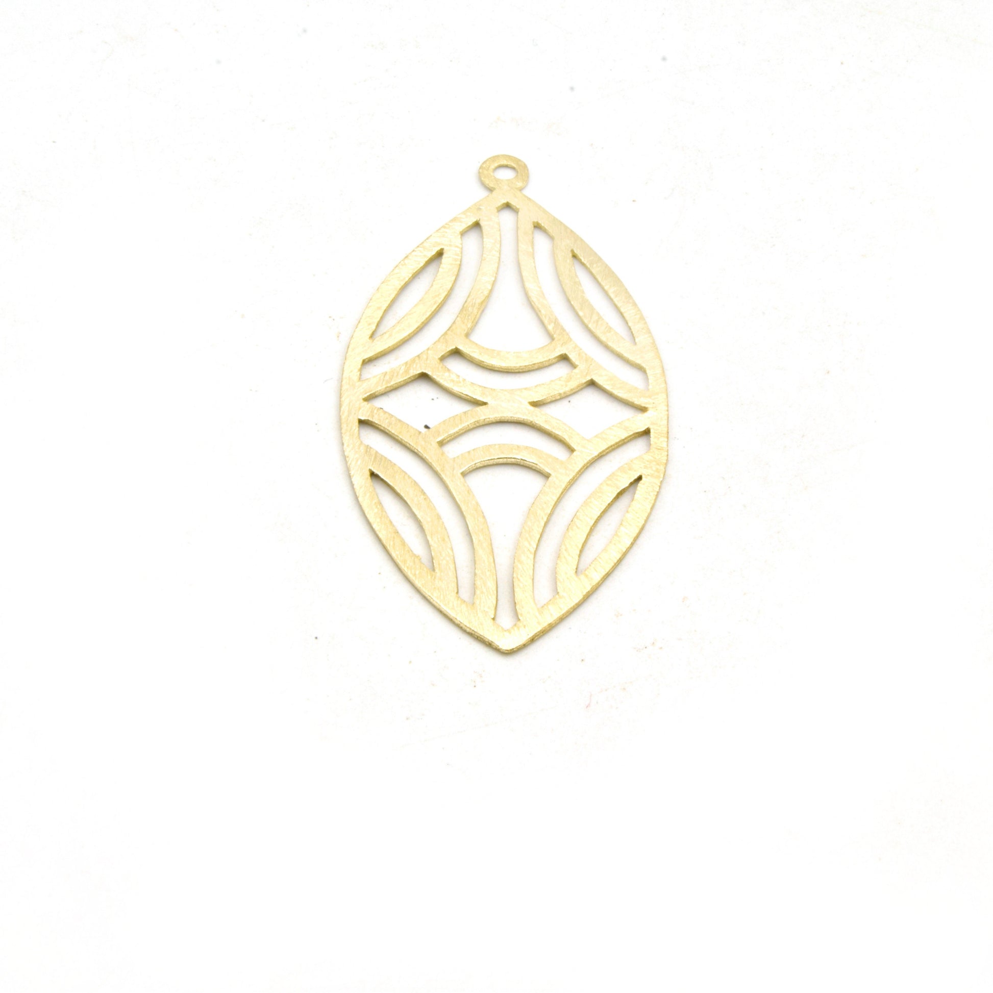 Jewelry Component | Curved Line Cut-Out Marquise Shape Brushed Finish Copper Pendants | Gold Silver Gunmetal | Earrings | Sold in pack of 4