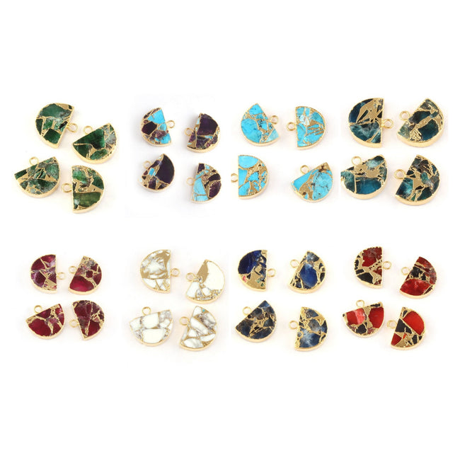Mojave Copper Turquoise Semi Circle Pendants | Electroformed Gemstone | DIY Earrings
