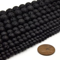 Black Lava Beads | Sealed Coated Black Colored Volcanic Lava Rock Round Shaped Beads | 4mm 6mm 8mm 10mm 12mm