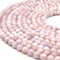 Kunzite Beads | 8mm Smooth Round Beads | Gemstone Beads by the Strand