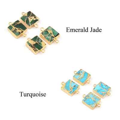 Mojave Copper Turquoise Square Connectors | Square Finding | Electroformed Gemstone