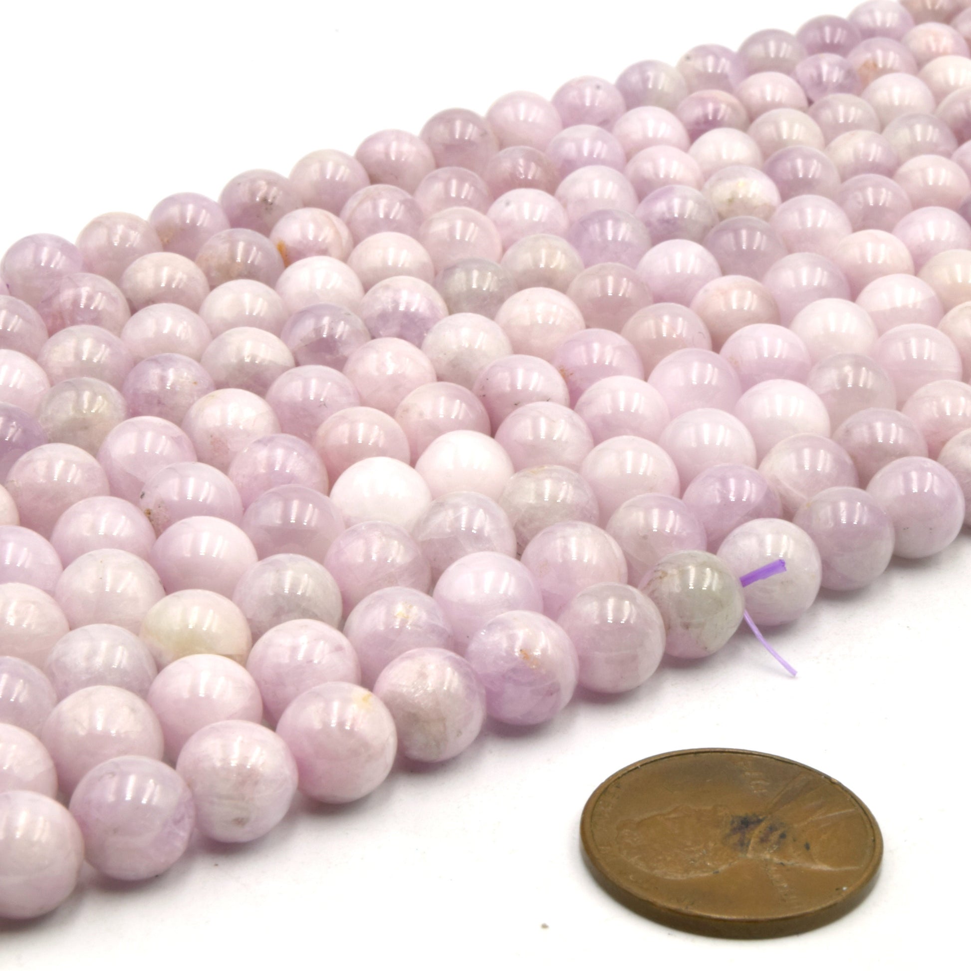 Kunzite Beads | 8mm Smooth Round Beads | Gemstone Beads by the Strand