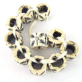 16mm x 18mm  Handcrafted Artistic Barrel Bone Beads - White with Black Tribal Design
