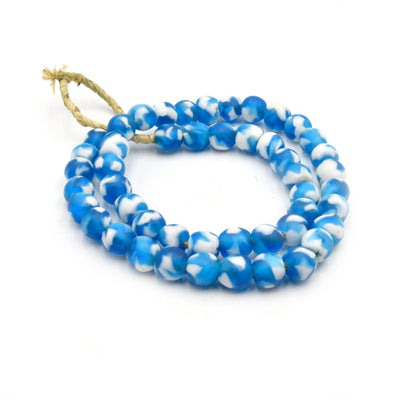 Decorative African Glass Beads | 14mm Recycled African Glass Round Rondelle Beads - Sold by Approx. 22" Strand (~40 Beads)