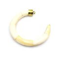 Bone Crescent Pendant |  Curved Round Crescent Shaped Natural Ox Bone Focal Pendant With Plain Gold  Cap | White Crescent Brown Crescent