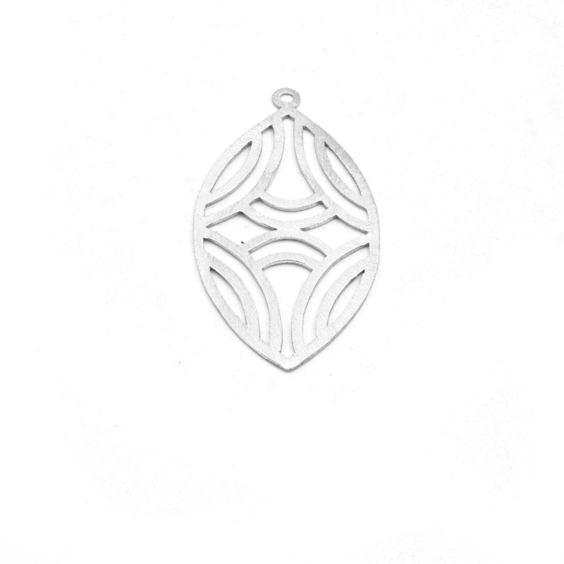 Jewelry Component | Curved Line Cut-Out Marquise Shape Brushed Finish Copper Pendants | Gold Silver Gunmetal | Earrings | Sold in pack of 4