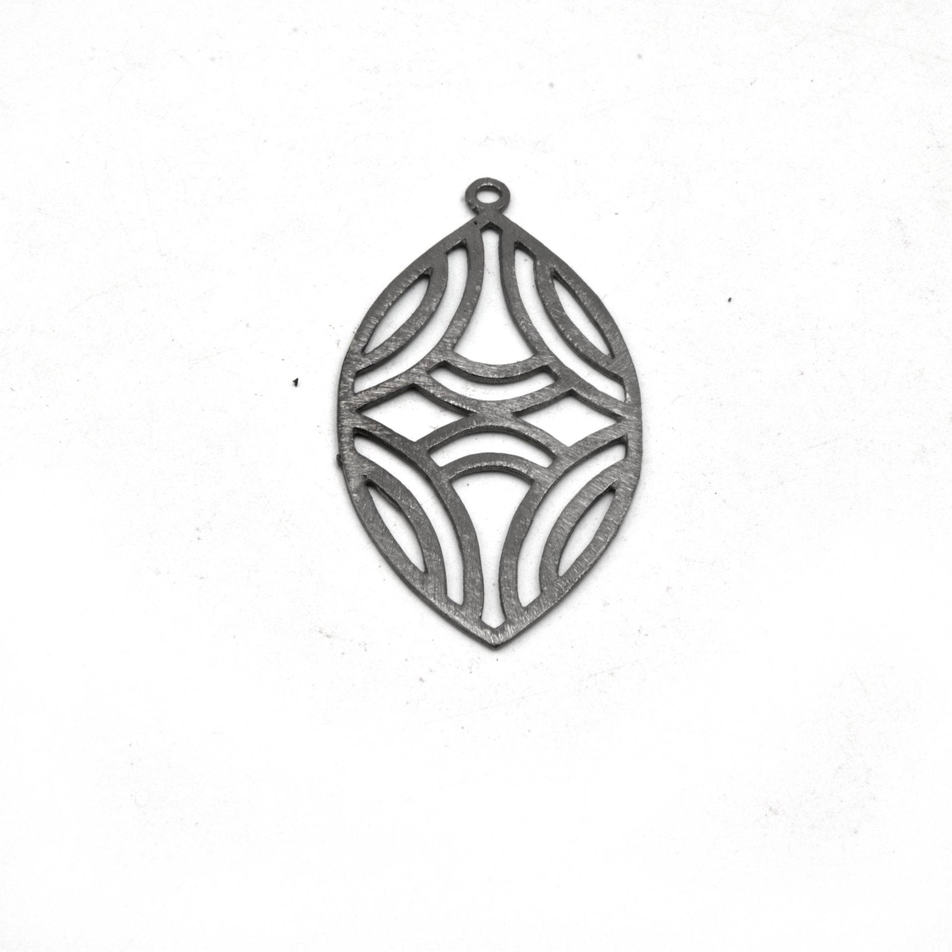 Jewelry Component | Curved Line Cut-Out Marquise Shape Brushed Finish Copper Pendants | Gold Silver Gunmetal | Earrings | Sold in pack of 4