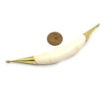 Curved Crescent Pendant | Ox Bone Double Bail Focal Pendant | Horn Pendant | Carved Gold Bail Pendant | White  Brown Crescent | Two Sizes