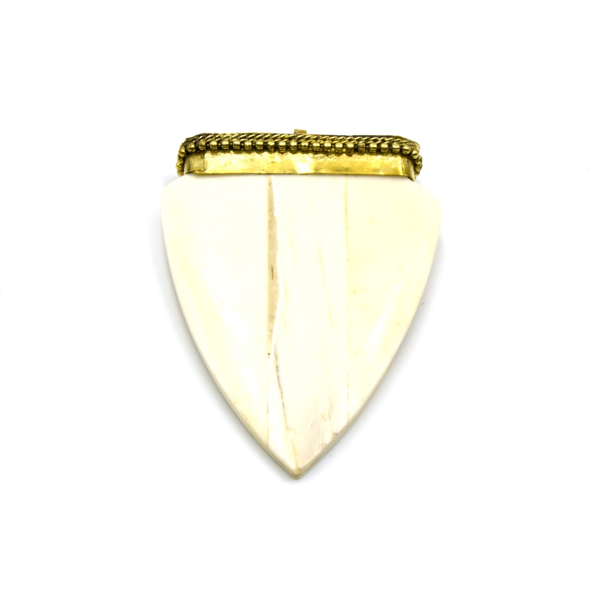Bone Arrow Pendant | Ox Bone Arrow shaped Focal Pendant With Dotted Gold Cap | Tusk Pendant | Horn Pendant | White Arrow Brown Arrow