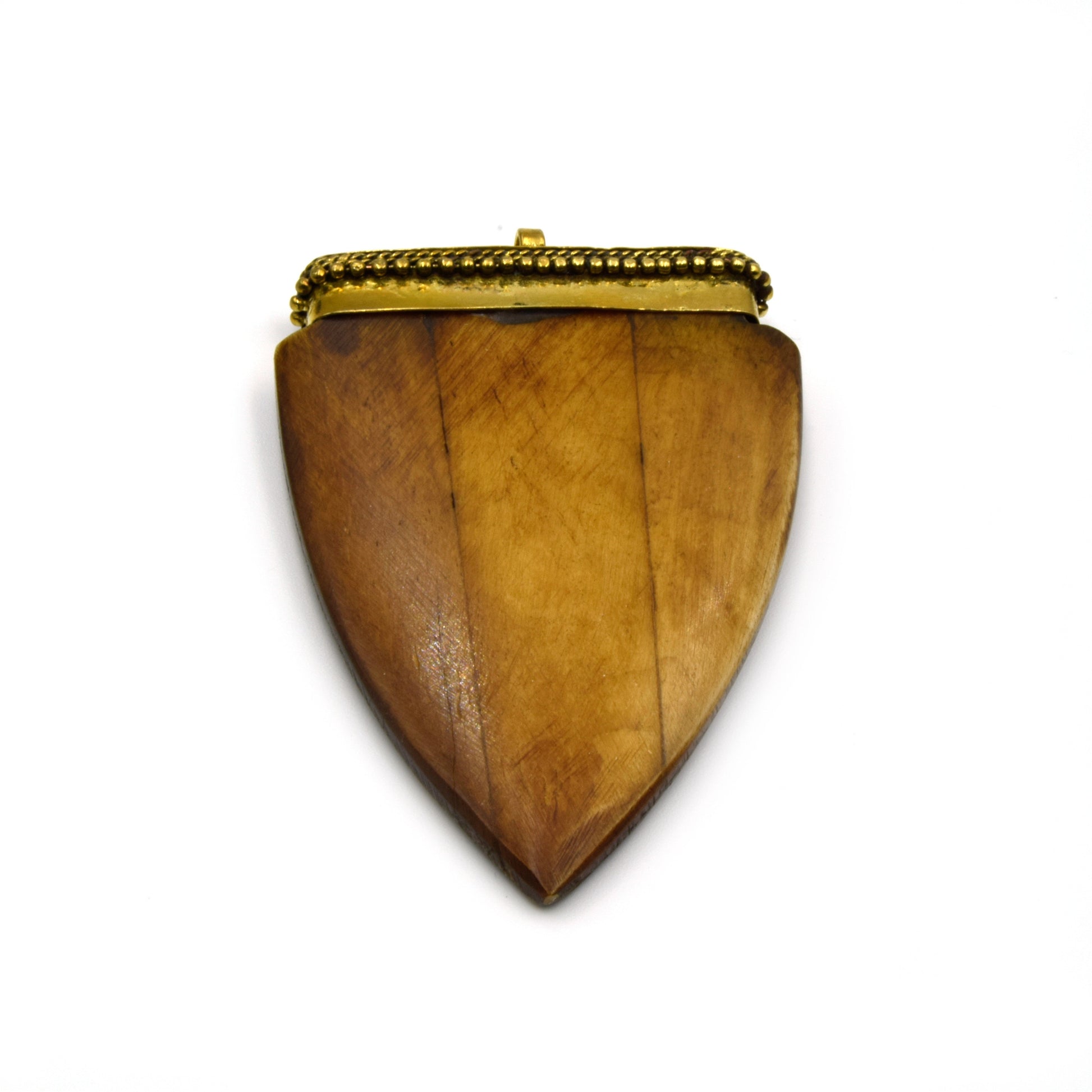 Bone Arrow Pendant | Ox Bone Arrow shaped Focal Pendant With Dotted Gold Cap | Tusk Pendant | Horn Pendant | White Arrow Brown Arrow