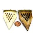 Carved Bone Arrow Pendant | 3" Ox Bone Arrow Shaped Focal Pendant With Dotted Gold Cap | Horn Pendant | White Arrow Brown Arrow