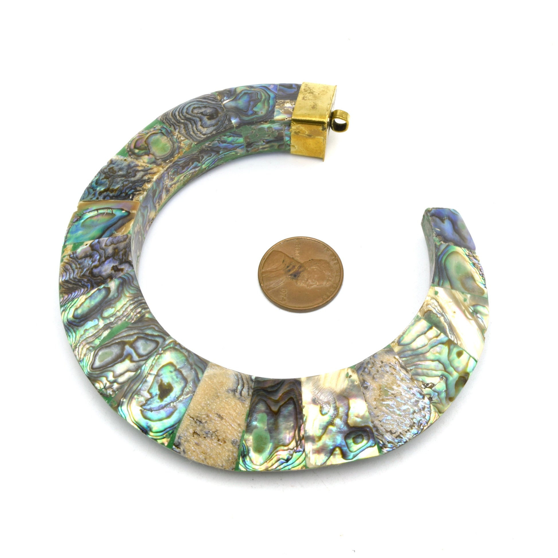 Abalone Crescent Pendant | Mother of Pearl Pendant | White/Cream, Gray, Rainbow Abalone Focal Pendant