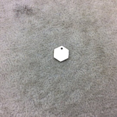 10mm x 12mm Gold/Silver Brushed Finish Blank Hexagon Shaped Plated Copper Components - Sold in Bulk Packs of 10 Pieces - (188-GD)