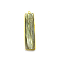 Labradorite Bezel | Gold Plated Faceted Natural Rainbow Rectangle/Bar Shaped Pendant - ~ 10mm x 40mm -Sold Individually, Chosen Randomly