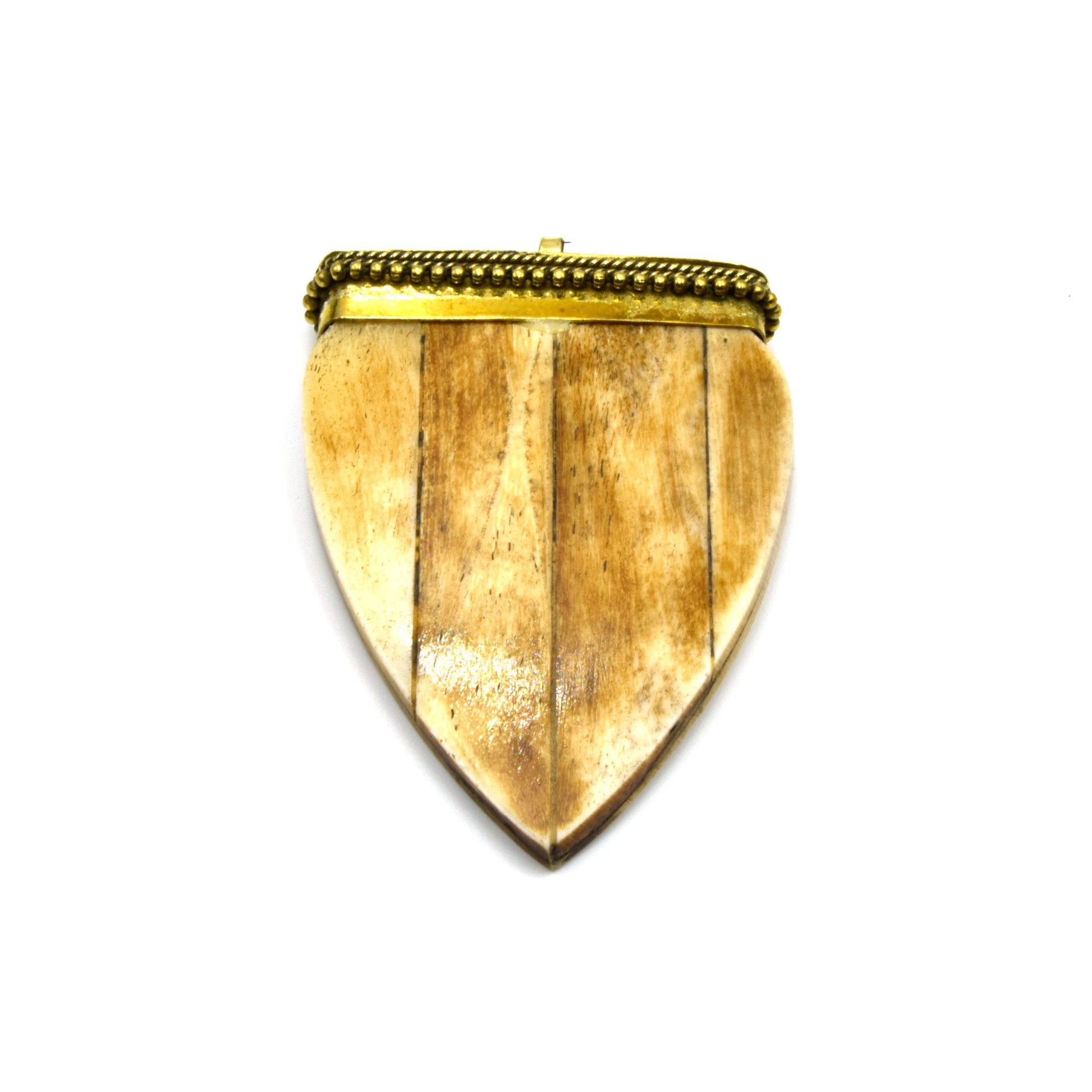 Bone Arrow Pendant | Ox Bone Arrow shaped Focal Pendant With Dotted Gold Cap | Tusk Pendant | Horn Pendant | White Arrow Brown Arrow