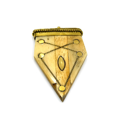 Arrow Pendant | Ox Bone Gold Inlay Arrow Focal Pendant With Dotted Gold Cap | Boho Jewelry Pendant | Necklace Accessory