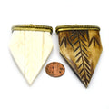 Carved Bone Arrow Pendant | 3" Ox Bone Arrow Shaped Focal Pendant With Dotted Gold Cap | Horn Pendant | White Arrow Brown Arrow