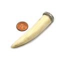 Bone Tusk Pendant | Ox Bone Focal Tusk Pendant With Double Dotted Cap | Horn Pendant | White Tusk Brown Tusk