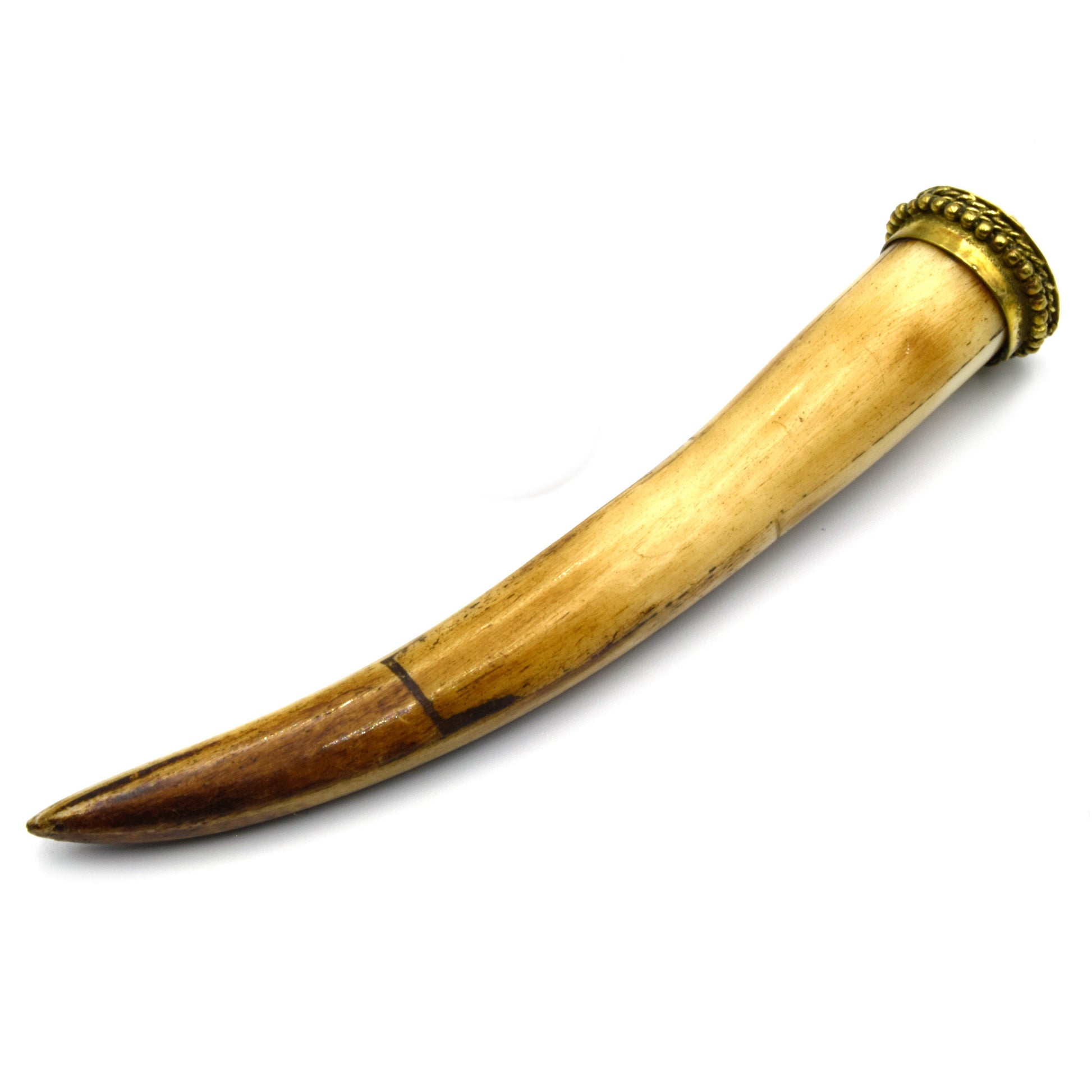 Bone Tusk Pendant | 4.5 Inch Ox Bone Focal Tusk Pendant | Horn Pendant | White Tusk Brown Tusk