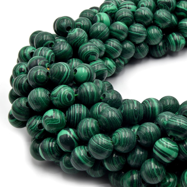 Large Hole Synthetic Malachite Beads | 2mm Holes | 7.5 inch Strand 