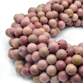 Large Hole Rhodonite Beads with 2mm Holes | 7.5 Inch Strand | 8mm 10mm Available