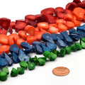 Coral Beads | Dyed Sea Bamboo Coral Teardrop  Beads | Red Orange Blue Green 