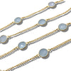 Bezel Chain | Blue Chalcedony Bezel Link Chain | Gold Plated Chain for Jewelry Making
