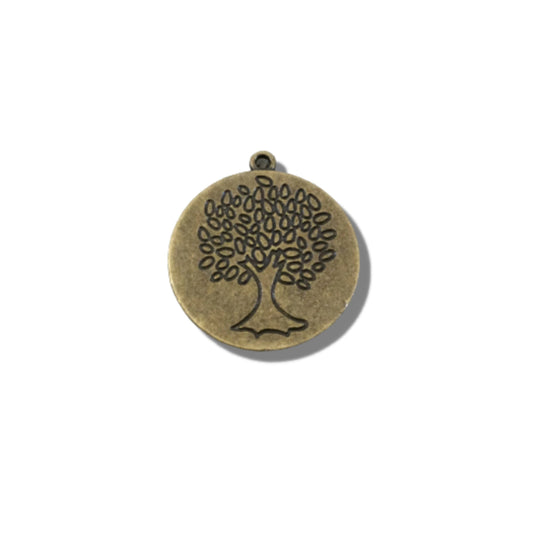 Tibetan Silver Tree Engraved Charms | 30mm Focal Pendant