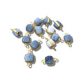 Faceted Blue Opal Cube Shaped Gold Plated Copper Bezel Connector - Measuring 7-8mm - Natural Gemstone - Sold Individually