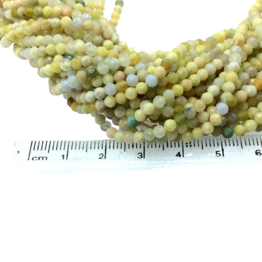 2mm Faceted Natural Mixed Yellow Opal Rondelle Shaped Beads