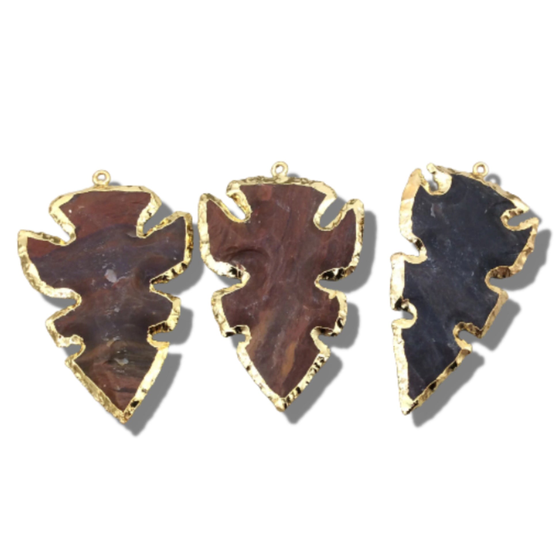 Electroplated Jasper Arrowhead Pendant