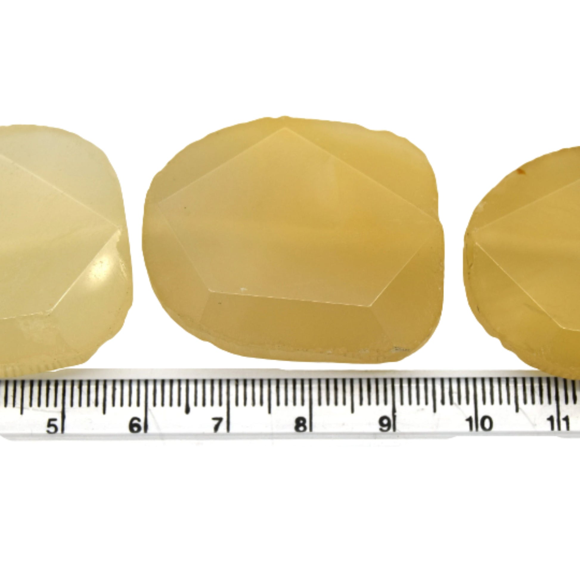 Yellow Jade Faceted Oval Shaped Beads - 36mm x 32mm