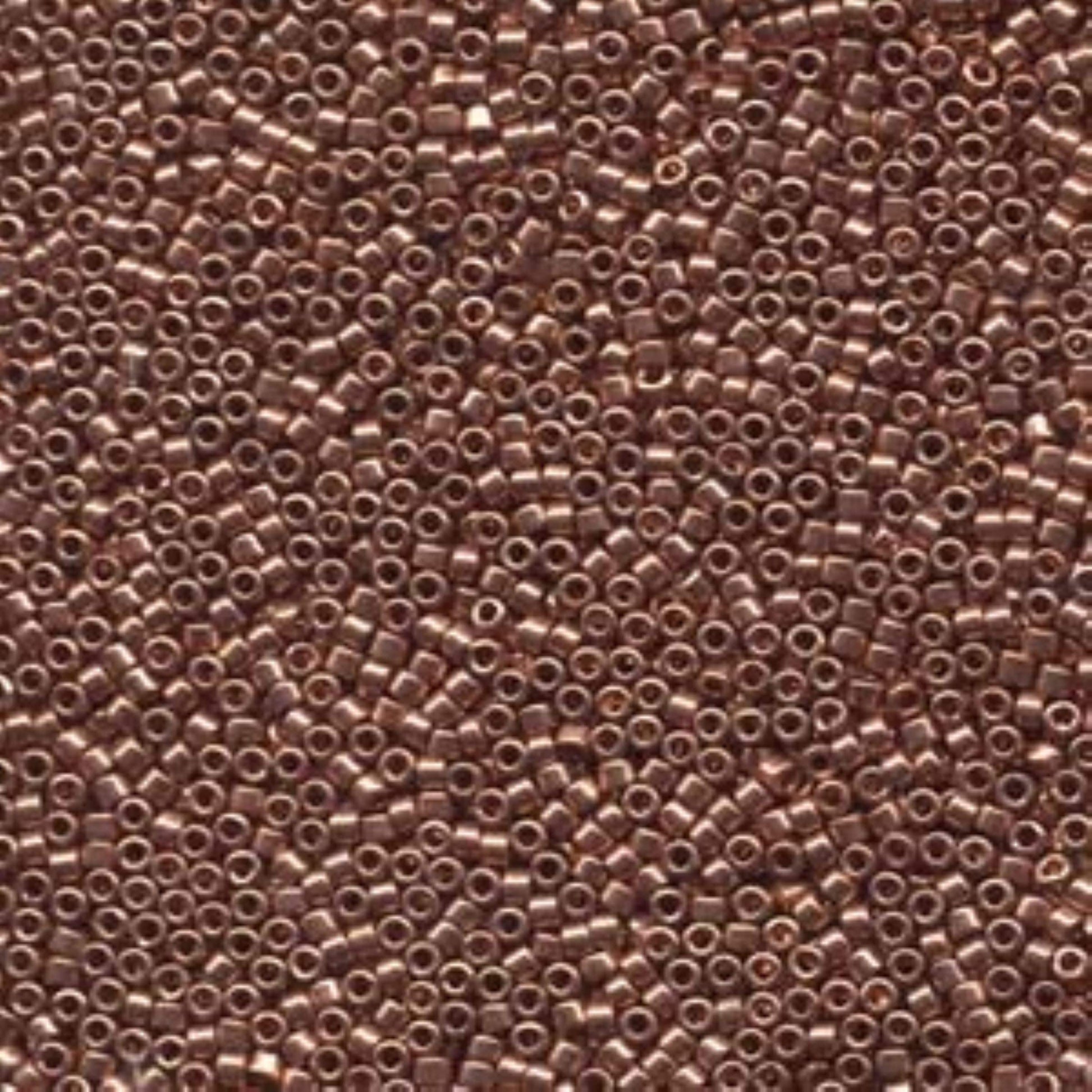 Size 11/0 Bright Copper Plated Genuine Miyuki Delica Glass Seed Beads - Sold by 7.2 Gram Tubes (Approx. 1300 Beads per 2" Tube)
