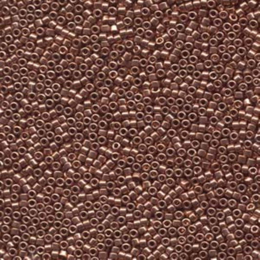 Size 11/0 Bright Copper Plated Genuine Miyuki Delica Glass Seed Beads - Sold by 7.2 Gram Tubes (Approx. 1300 Beads per 2" Tube)