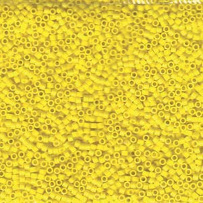 Size 11/0 Glossy Finish Opaque Yellow Genuine Miyuki Delica Glass Seed Beads - Sold by 7.2 Gram Tubes (Approx. 1300 Beads per 2" Tube)